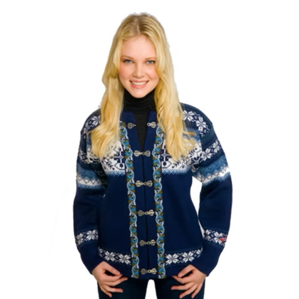 NORSKWEAR Women’s XL Blue Cardigan Sweater Unisex Fairisle Norwegian Outdoor Ski